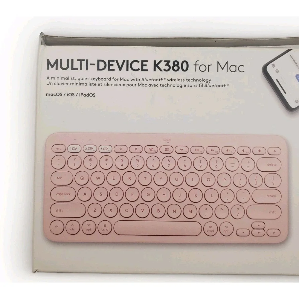 Logitech Pink Wireless Keyboard For Mac K380 Multi Device Bluetooth-New Open Box